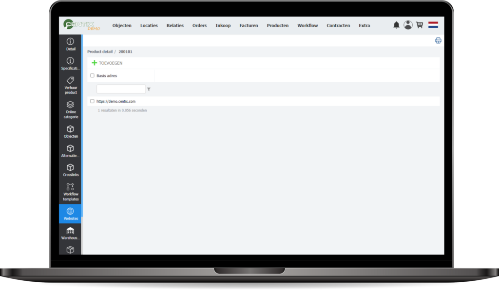 Product detail websites in Centix