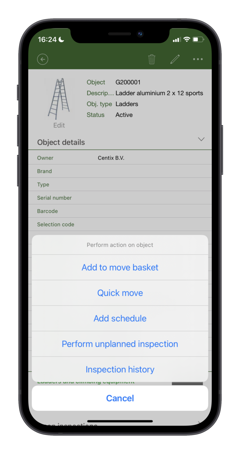 Centix Mobile Options object detail